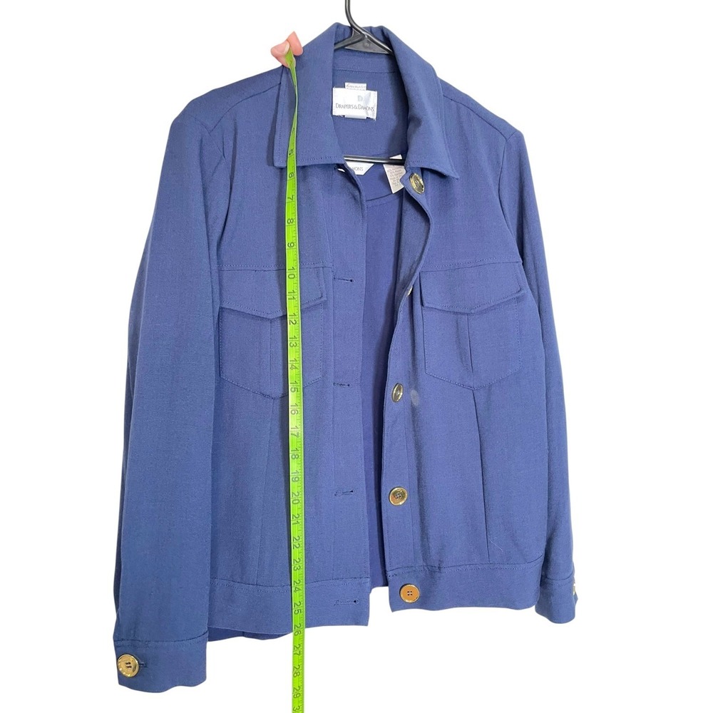 2pc Drapers & Damons L Navy Blue Jacket & Tank Set Gold Button Utility Classic - Picture 4 of 11